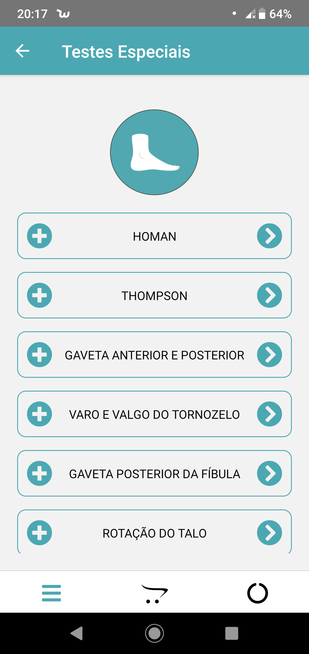 Testes Especiais para Pé